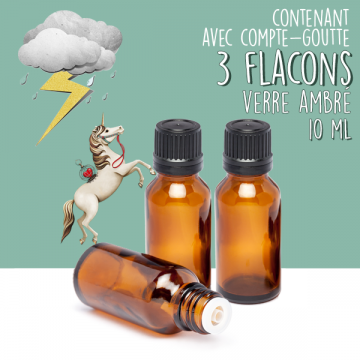 3 Flacons 10ml en Verre Ambré et bouchon Compte-Goutte