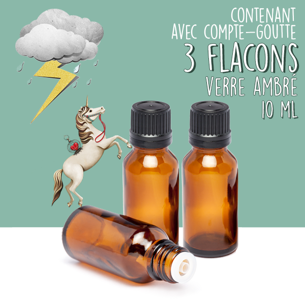 3 Flacons 10ml en Verre Ambré et bouchon Compte-Goutte - Olyaris
