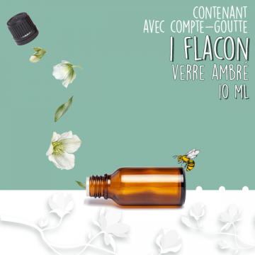 1 Flacon 10ml en Verre Ambré et Bouchon Compte-Goutte