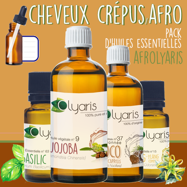 Cheveux Afro et Crépus : Pack Afrolyaris aux Huiles Essentielles